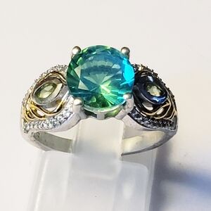 Peacock Quartz  and Multi Gemstone 2.50 ctw Peacock Feather Ring